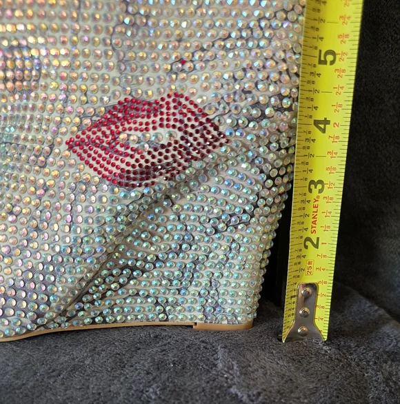 💎SOLD💎Crystal-Embellished Silver and Red Women's Boots - Picture 7 of 7